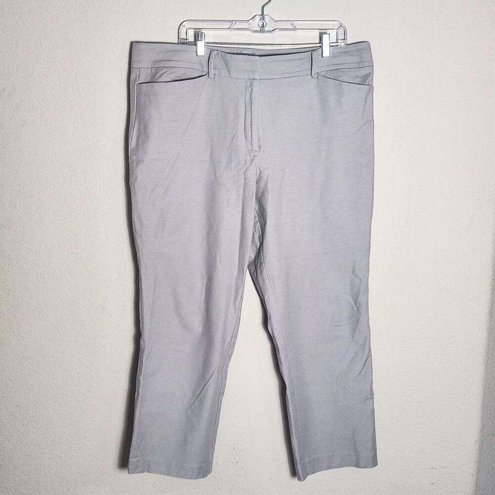 Ann Taylor Factory Womens 16 Gray Cropped Career Dress Pants Flat Front